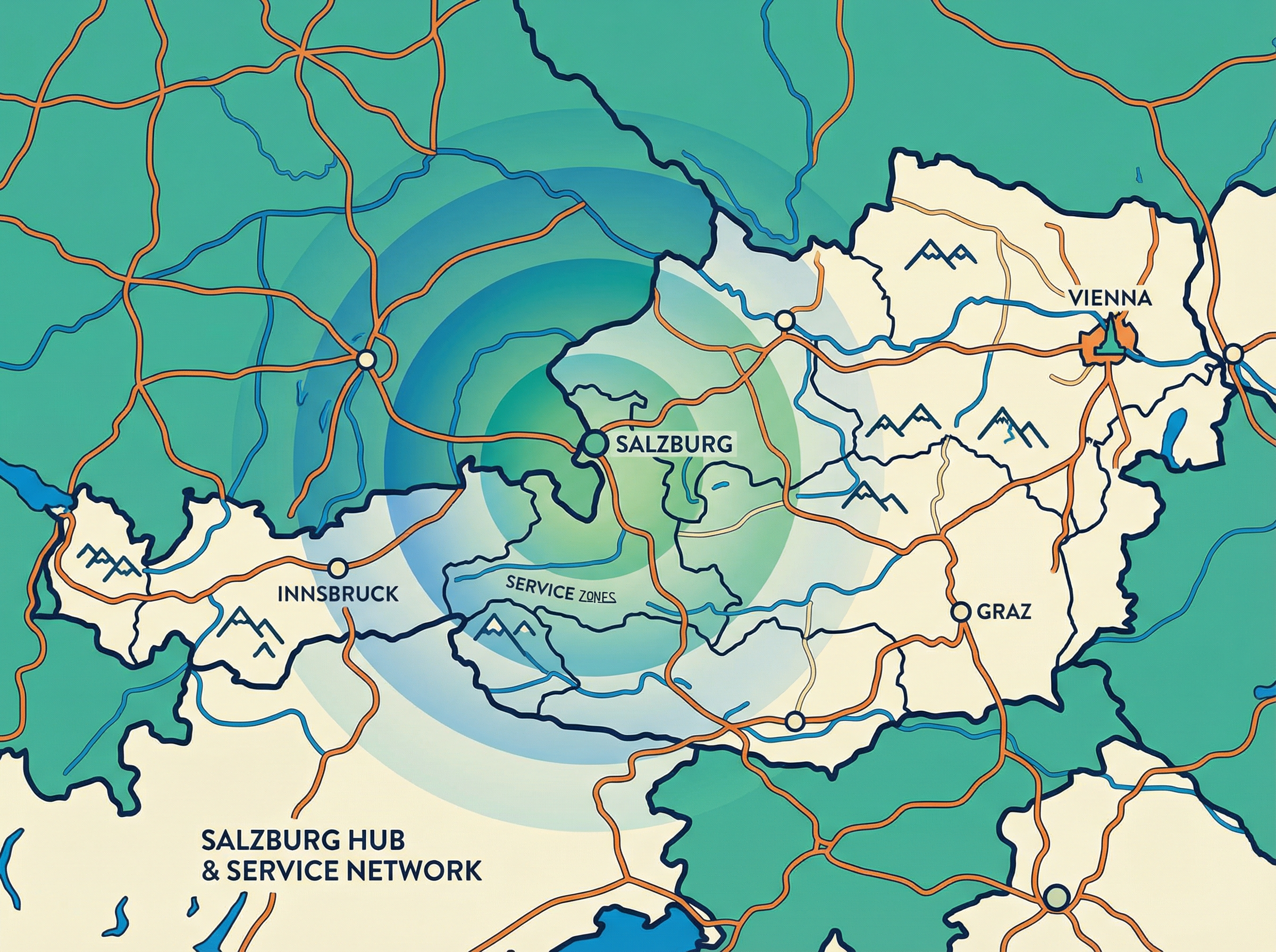 Karte von Salzburg und Umgebung